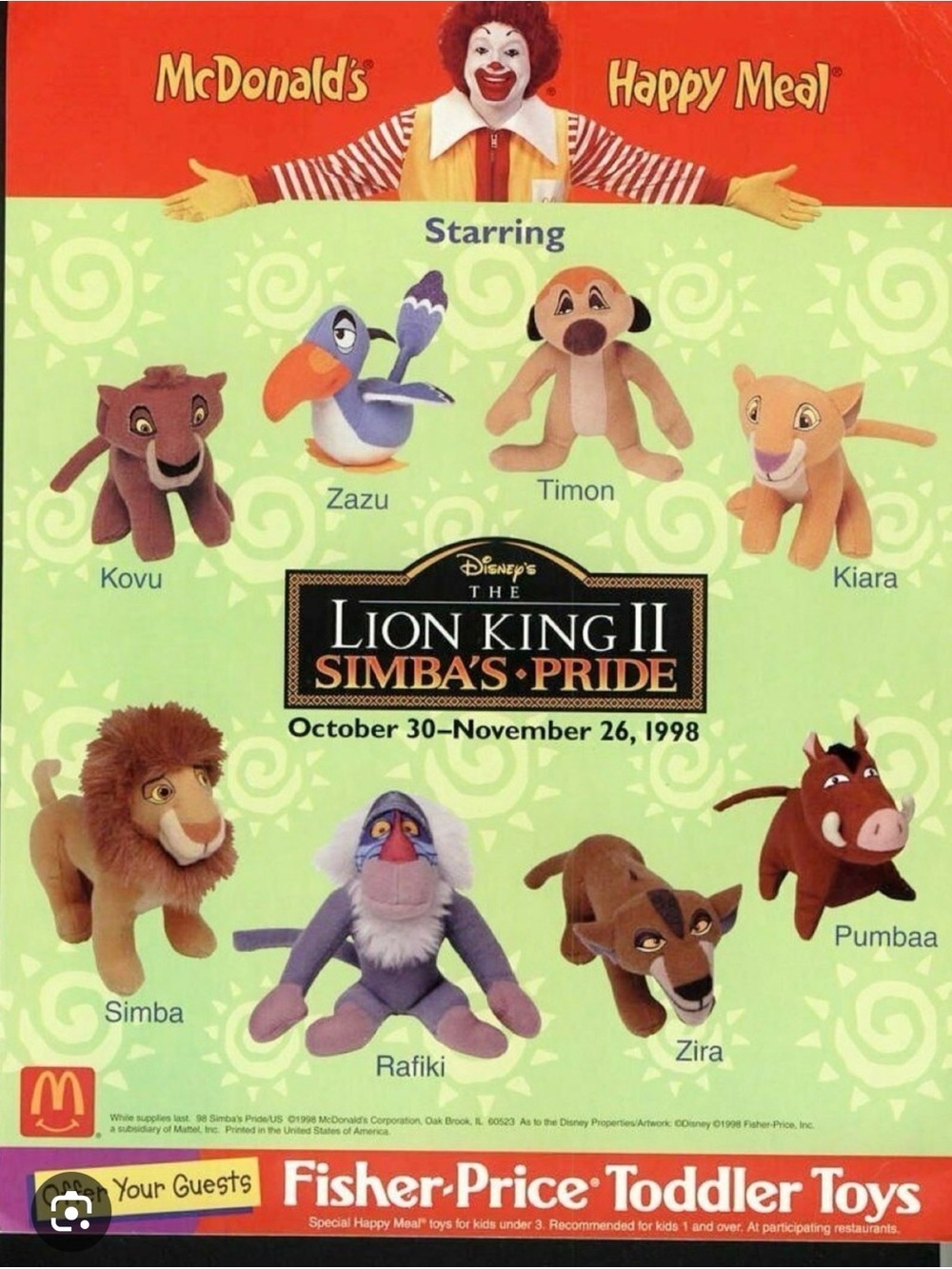 McDonald’s Lion King II Plush Toys Full Set